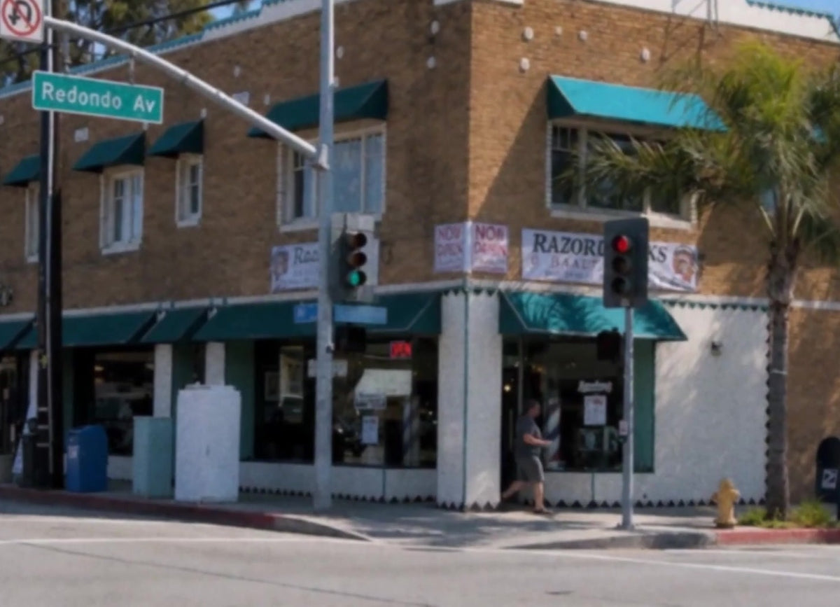 Razorbacks Barber Shop storefront in Long Beach, California